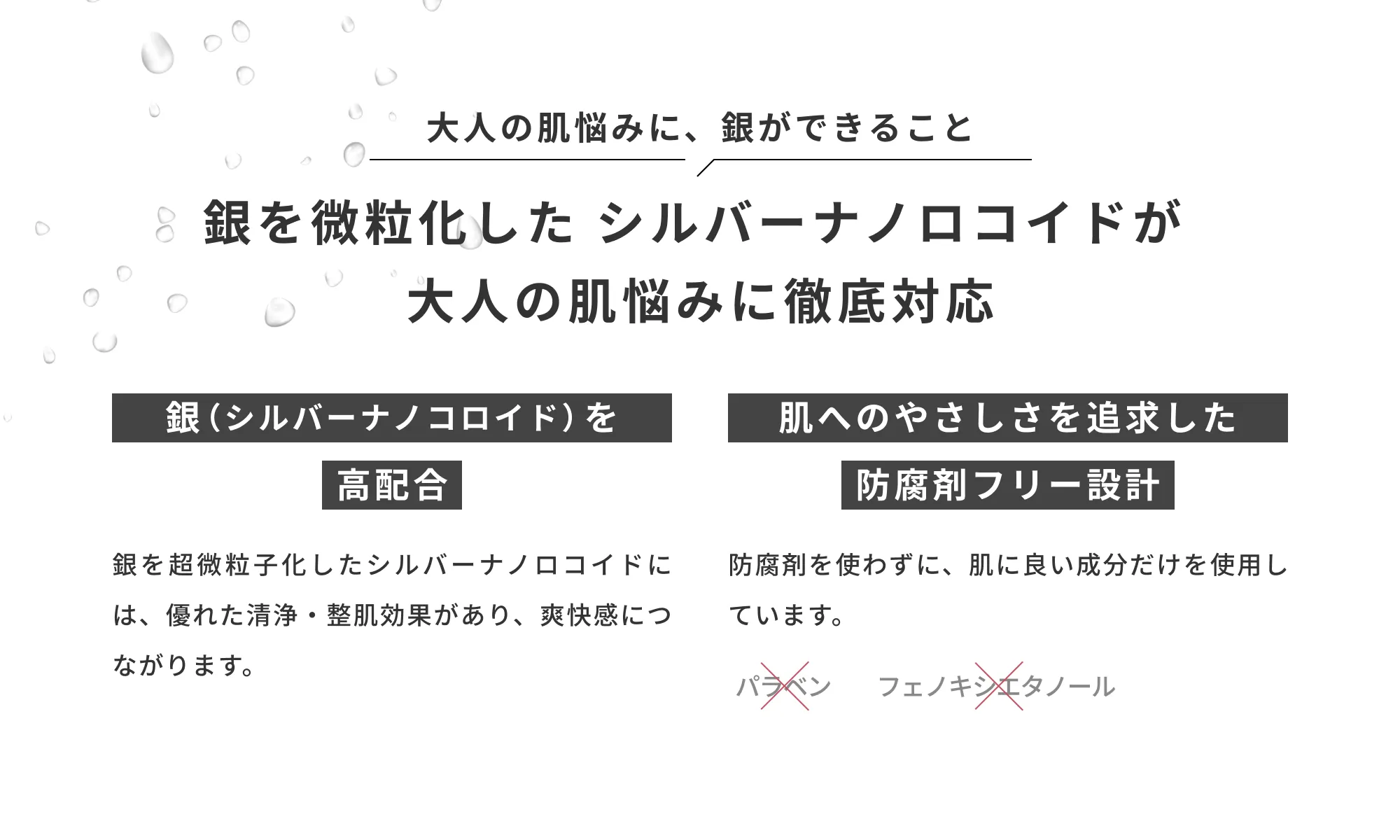 銀を微粒化したシルバーナノロコイドが大人の肌悩みに徹底対応